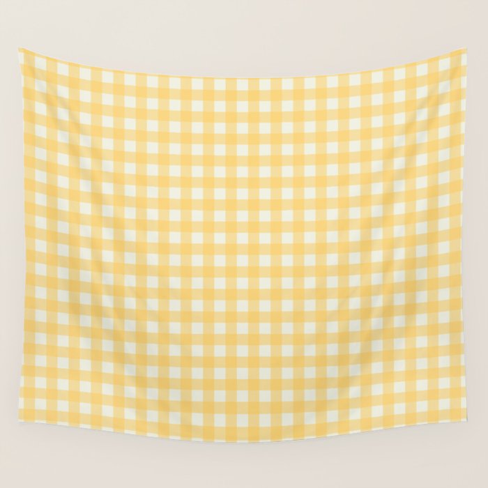 Sunny yellow gingham Wall Tapestry Gallery Image 4