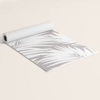 Palm Tree Fronds White on Soft Grey Hawaii Tropical Décor Yoga Mat Gallery Image 2