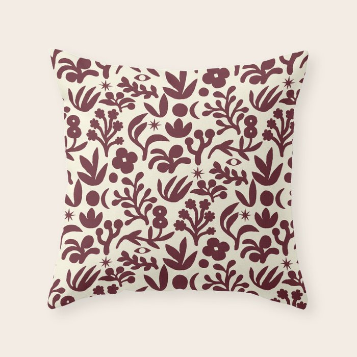 Floral shapes Pattern 01 Throw Pillow Gallery Image 1