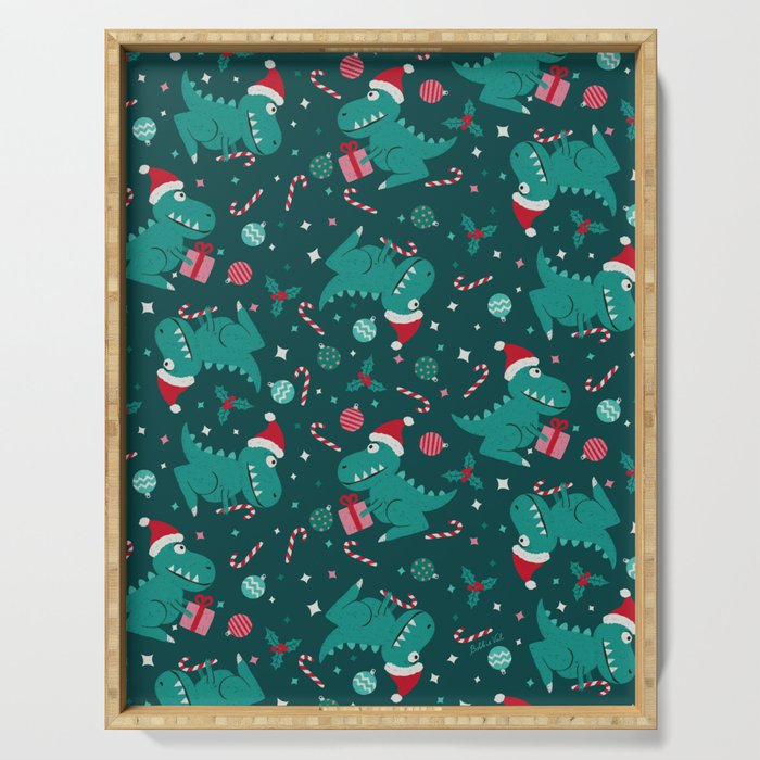 Christmas Dinosaurs Dinos Dinosaur Serving Tray Gallery Image 1