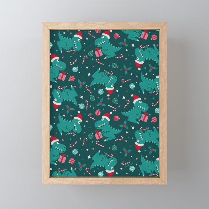 Christmas Dinosaurs Dinos Dinosaur Mini Art Print Gallery Image 1
