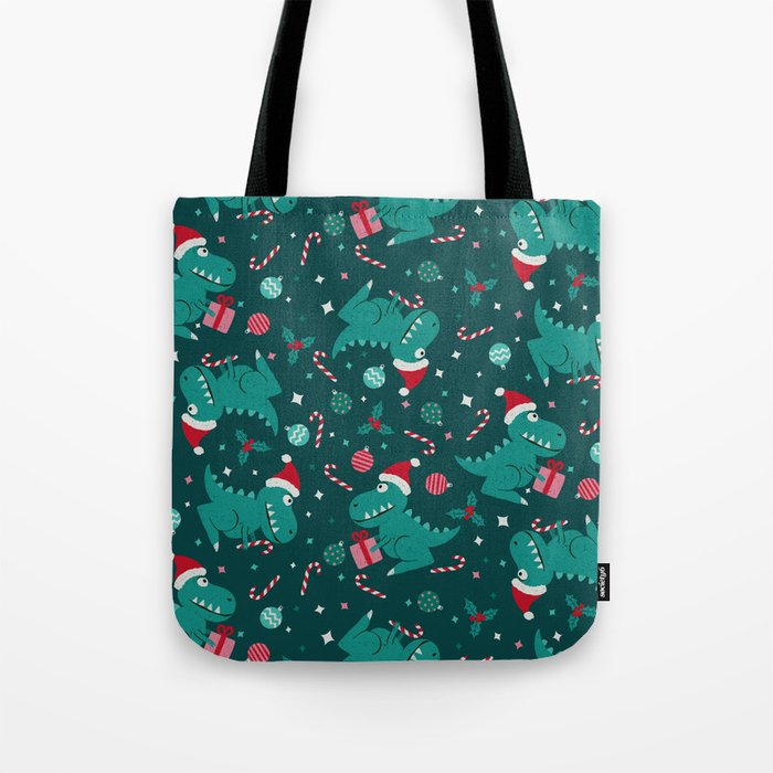 Christmas Dinosaurs Dinos Dinosaur Tote Bag Gallery Image 1