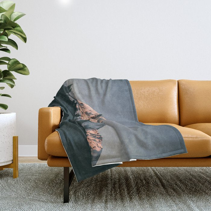 First Light on Mount Hood Throw Blanket Gallery Image 1