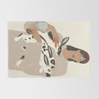 illustration of a girl with rabbits Rug Gallery Image 2