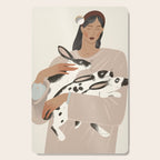 illustration of a girl with rabbits Cutting Board Gallery Image 1