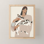 illustration of a girl with rabbits Mini Art Print Gallery Image 1