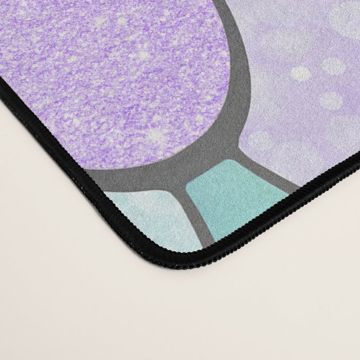Cute Mermaid Pattern, Pink, Purple, Teal, Pastel Aesthetics Desk Mat Gallery Image 4