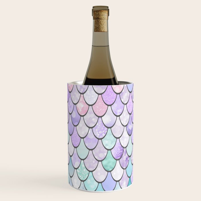 Cute Mermaid Pattern, Pink, Purple, Teal, Pastel Aesthetics Wine Chiller Gallery Image 1
