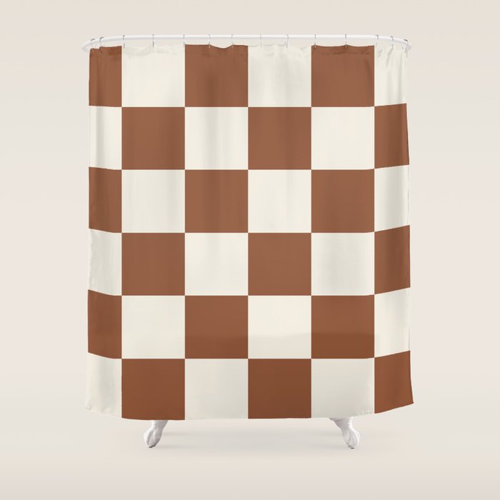 Checkered (Brown Cream) Shower Curtain Gallery Image 1