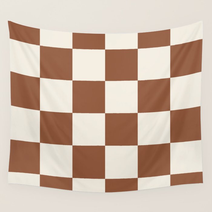 Checkered (Brown Cream) Wall Tapestry Gallery Image 4