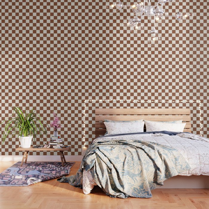 Checkered (Brown Cream) Wallpaper Gallery Image 1