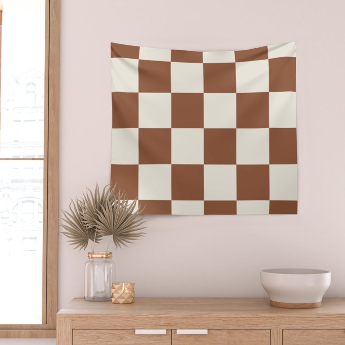 Checkered (Brown Cream) Wall Tapestry Gallery Image 2