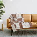 Checkered (Brown Cream) Throw Blanket Gallery Image 1