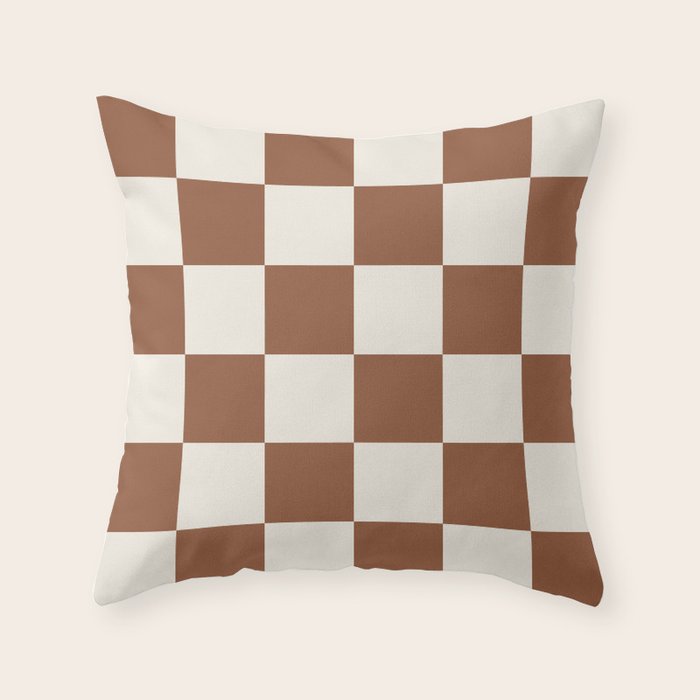 Checkered (Brown Cream) Throw Pillow Gallery Image 6