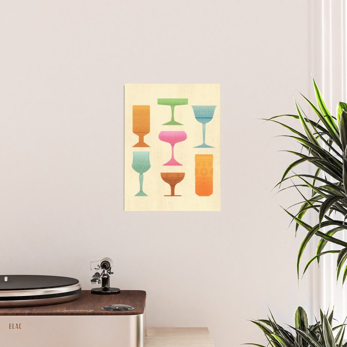 Vintage Cocktail Glasses  Poster Gallery Image 2