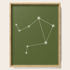 Libra Zodiac Star Constellation Line Art Olive Green Serving Tray Gallery Image 1