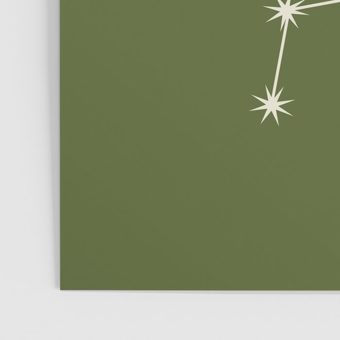 Libra Zodiac Star Constellation Line Art Olive Green Poster Gallery Image 3