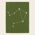Libra Zodiac Star Constellation Line Art Olive Green Poster Gallery Image 4