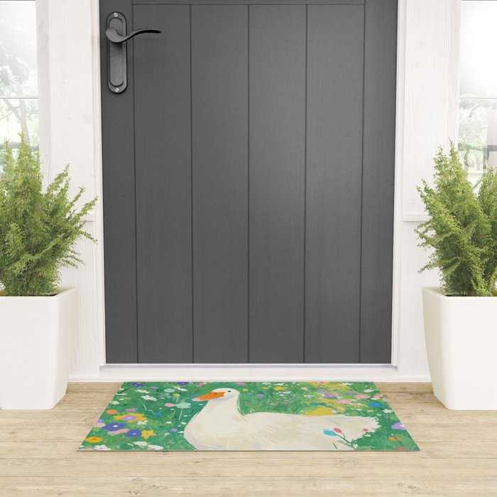 Goose Wildflower Cute Welcome Mat Gallery Image 3