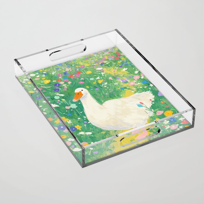 Goose Wildflower Cute Acrylic Tray Gallery Image 1
