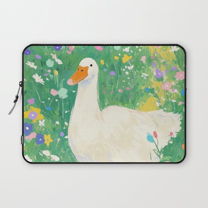 Goose Wildflower Cute Laptop Sleeve Gallery Image 1