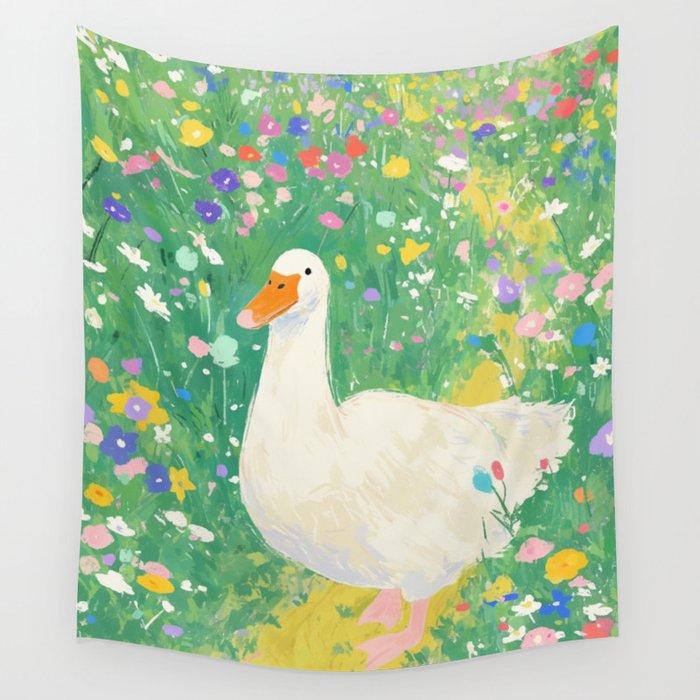 Goose Wildflower Cute Wall Tapestry Gallery Image 4