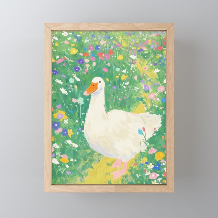 Goose Wildflower Cute Mini Art Print Gallery Image 1