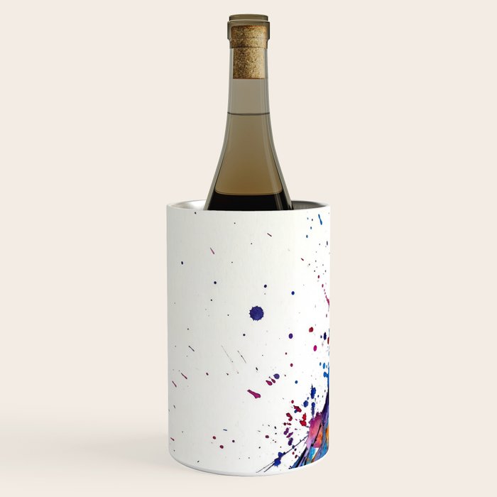Vibrant Puffin Watercolour - Ink Line and Colour Splatter Coastal Bird Art Print Wine Chiller Gallery Image 2