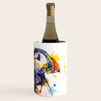 Vibrant Puffin Watercolour - Ink Line and Colour Splatter Coastal Bird Art Print Wine Chiller Gallery Image 3