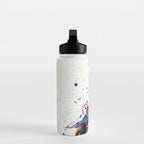 Vibrant Puffin Watercolour - Ink Line and Colour Splatter Coastal Bird Art Print Water Bottle Gallery Image 3