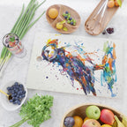 Vibrant Puffin Watercolour - Ink Line and Colour Splatter Coastal Bird Art Print Cutting Board Gallery Image 2