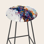 Vibrant Puffin Watercolour - Ink Line and Colour Splatter Coastal Bird Art Print Stool Gallery Image 2