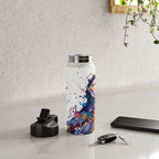 Vibrant Puffin Watercolour - Ink Line and Colour Splatter Coastal Bird Art Print Water Bottle Gallery Image 4
