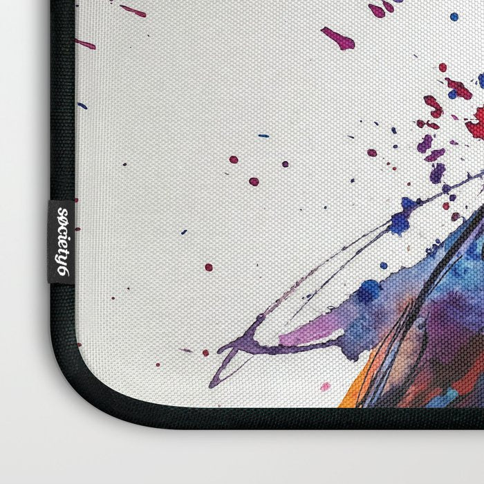 Vibrant Puffin Watercolour - Ink Line and Colour Splatter Coastal Bird Art Print Laptop Sleeve Gallery Image 3