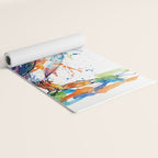 Vibrant Puffin Watercolour - Ink Line and Colour Splatter Coastal Bird Art Print Yoga Mat Gallery Image 2