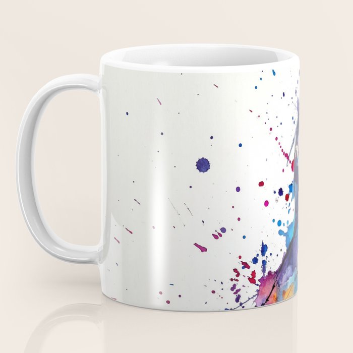 Vibrant Puffin Watercolour - Ink Line and Colour Splatter Coastal Bird Art Print Coffee Mug Gallery Image 3
