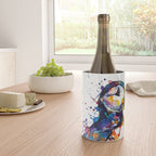 Vibrant Puffin Watercolour - Ink Line and Colour Splatter Coastal Bird Art Print Wine Chiller Gallery Image 4