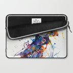 Vibrant Puffin Watercolour - Ink Line and Colour Splatter Coastal Bird Art Print Laptop Sleeve Gallery Image 2