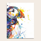 Vibrant Puffin Watercolour - Ink Line and Colour Splatter Coastal Bird Art Print Notebook Gallery Image 4