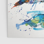 Vibrant Puffin Watercolour - Ink Line and Colour Splatter Coastal Bird Art Print Poster Gallery Image 3