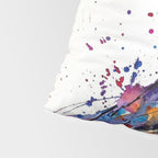 Vibrant Puffin Watercolour - Ink Line and Colour Splatter Coastal Bird Art Print Pillow Sham Gallery Image 4