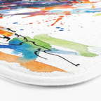 Vibrant Puffin Watercolour - Ink Line and Colour Splatter Coastal Bird Art Print Bath Mat Gallery Image 3