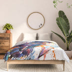 Vibrant Puffin Watercolour - Ink Line and Colour Splatter Coastal Bird Art Print Comforter Gallery Image 3