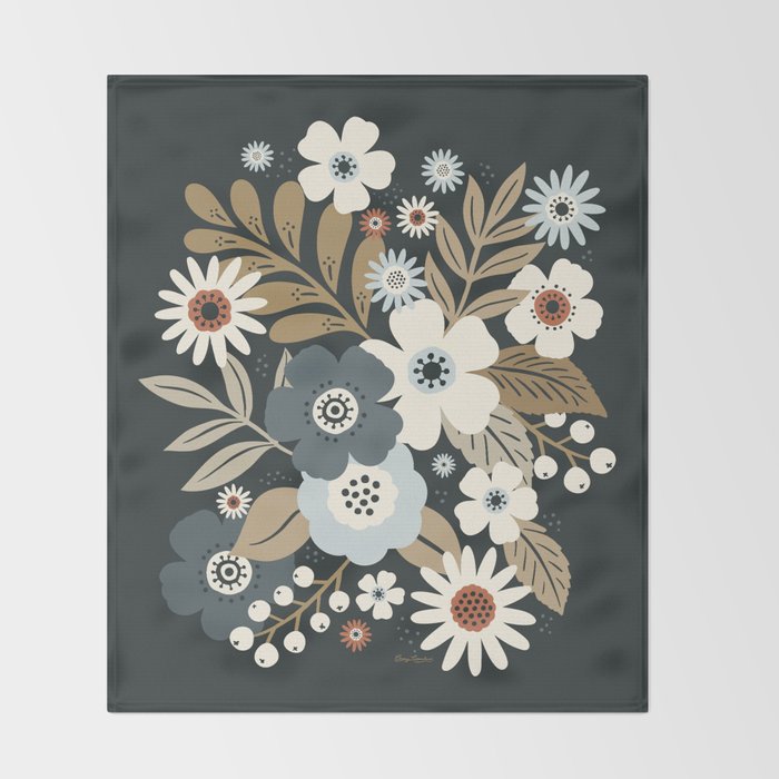 Fall Floral Botanicals Throw Blanket Gallery Image 2
