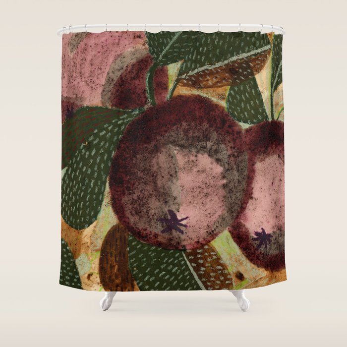 Fall Apple Orchard Painting in Red Delicious Shower Curtain Gallery Image 1