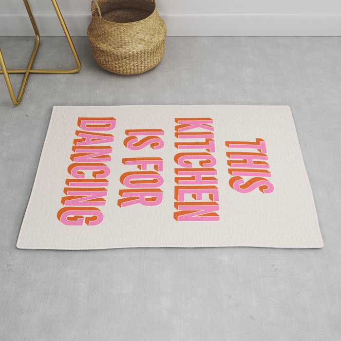This Kitchen Is For Dancing (Pink & Orange) Rug Gallery Image 1