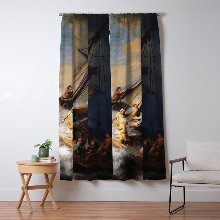 Stolen Painting - The Storm on the Sea of Galilee by Rembrandt Window Curtain Gallery Image 1