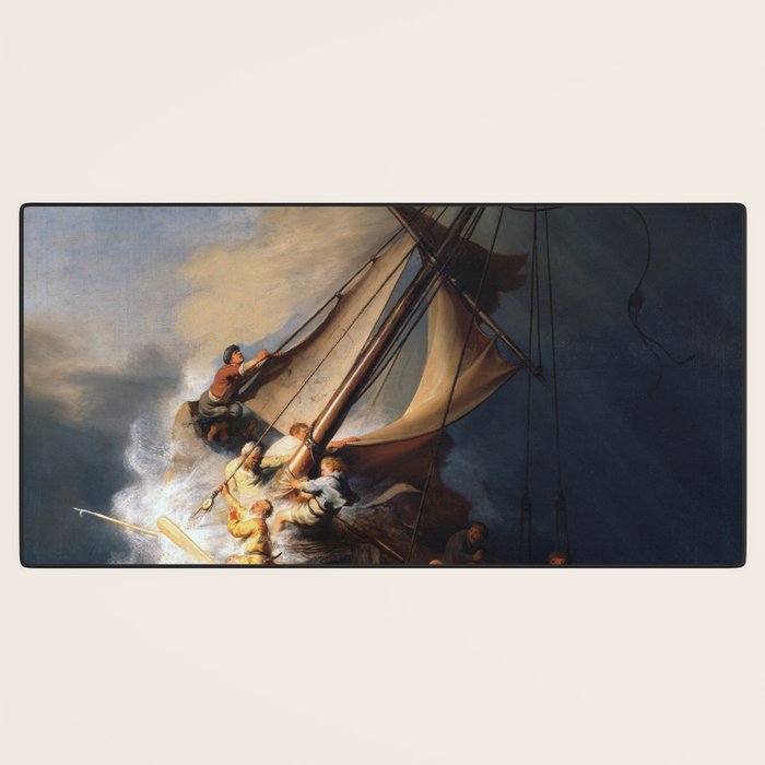Stolen Painting - The Storm on the Sea of Galilee by Rembrandt Desk Mat Gallery Image 3
