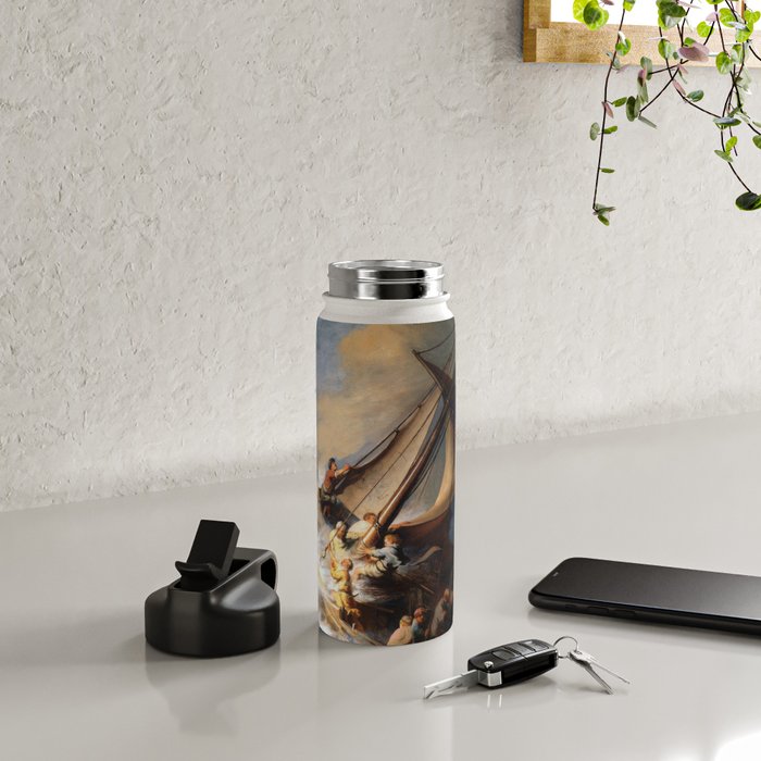 Stolen Painting - The Storm on the Sea of Galilee by Rembrandt Water Bottle Gallery Image 5