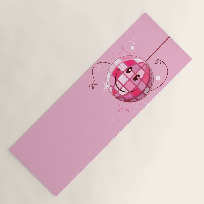 Smiley Pink Disco Ball Yoga Mat Gallery Image 1
